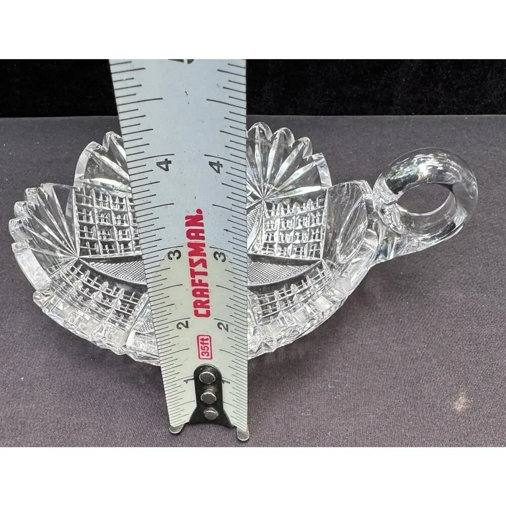 Antique American Brilliant Period ABP Cut Glass Nappy Handle Candy Dish -C13